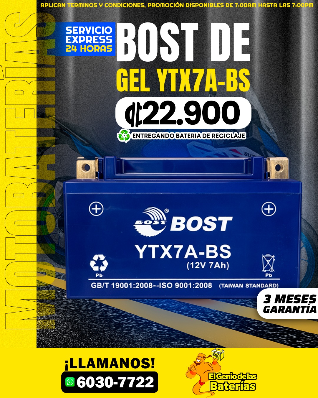 BATERIA BOST YTX7A-BS