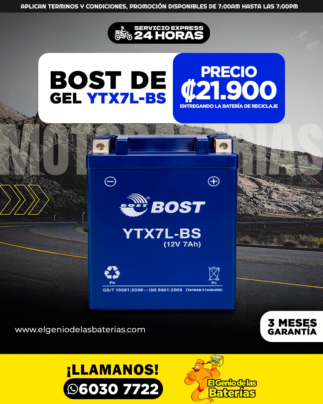Bateria BOST - YTX7L - BS