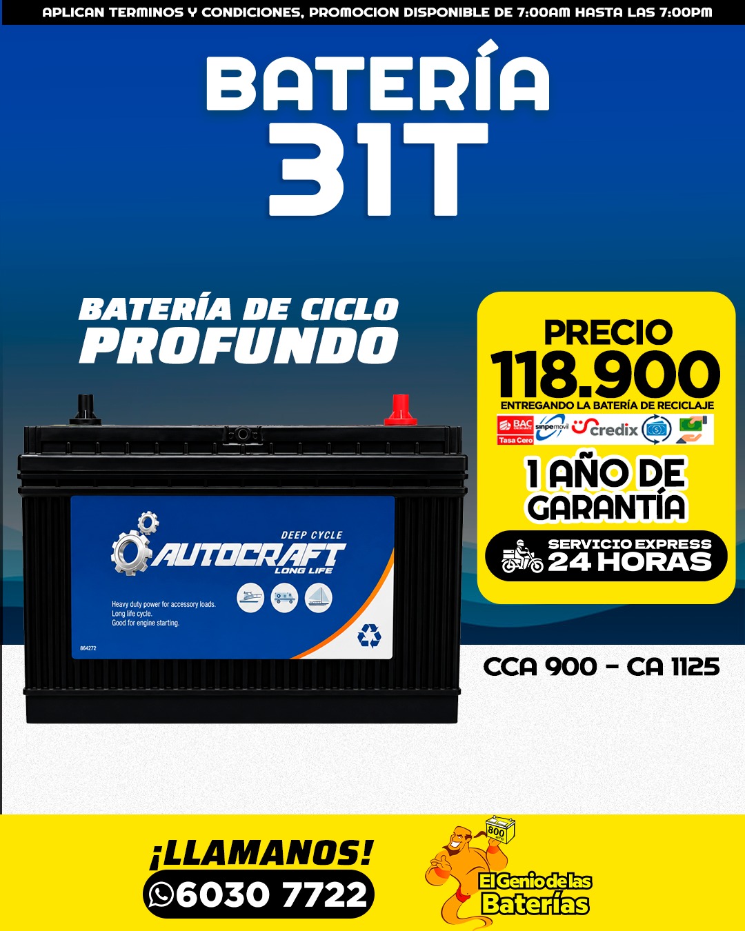 Batería AUTOCRAFT CICLO PROFUNDO - 31T 