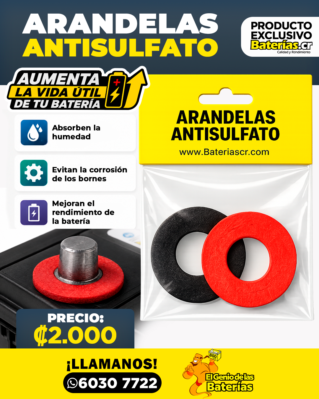 Baterias.cr Arandelas Antisulfato