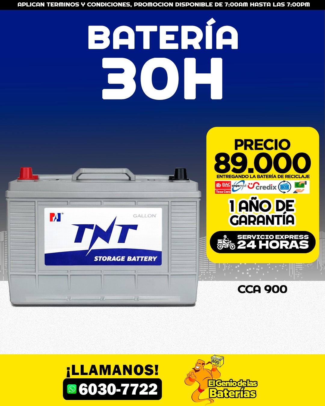 BATERIA TNT 30H