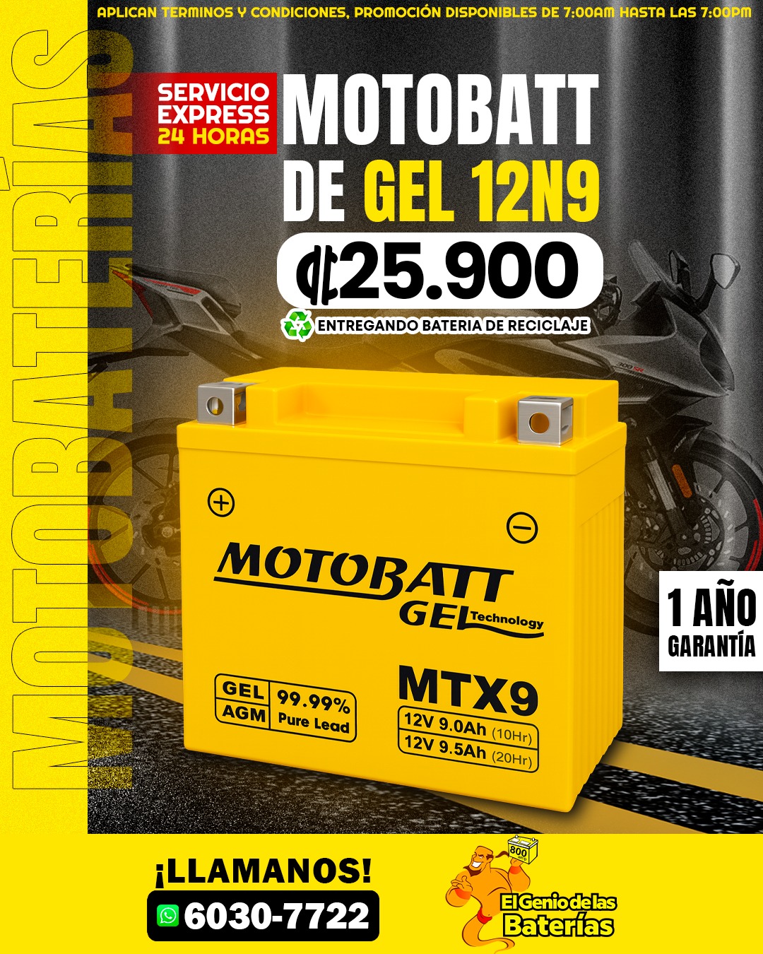  BATERIA MOTOBATT 12N9