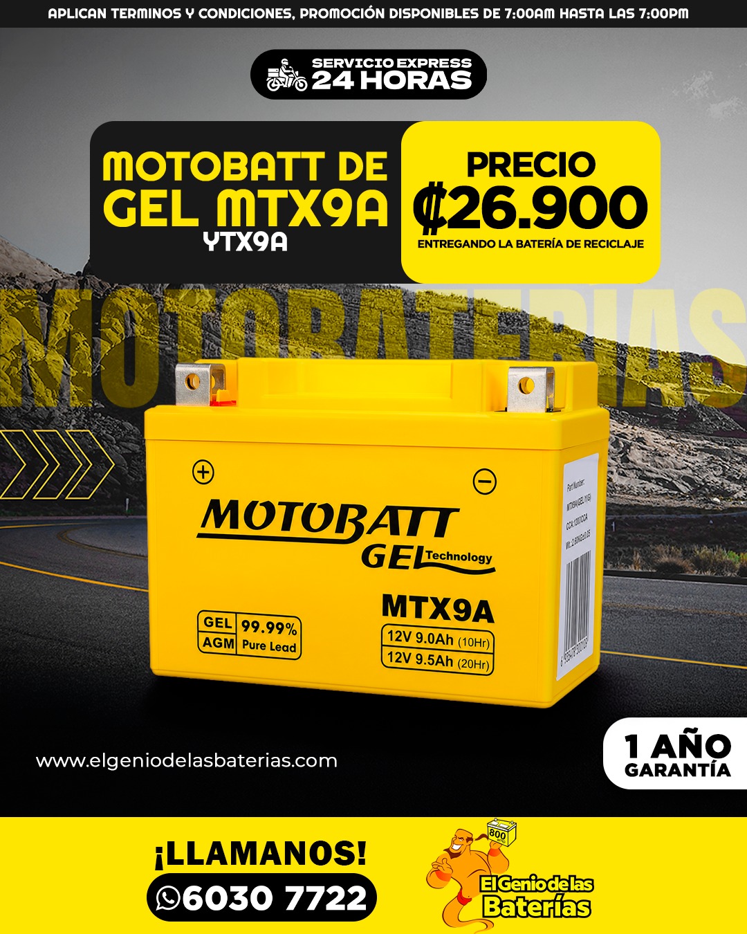 Batería MOTOBATT - YTX9A