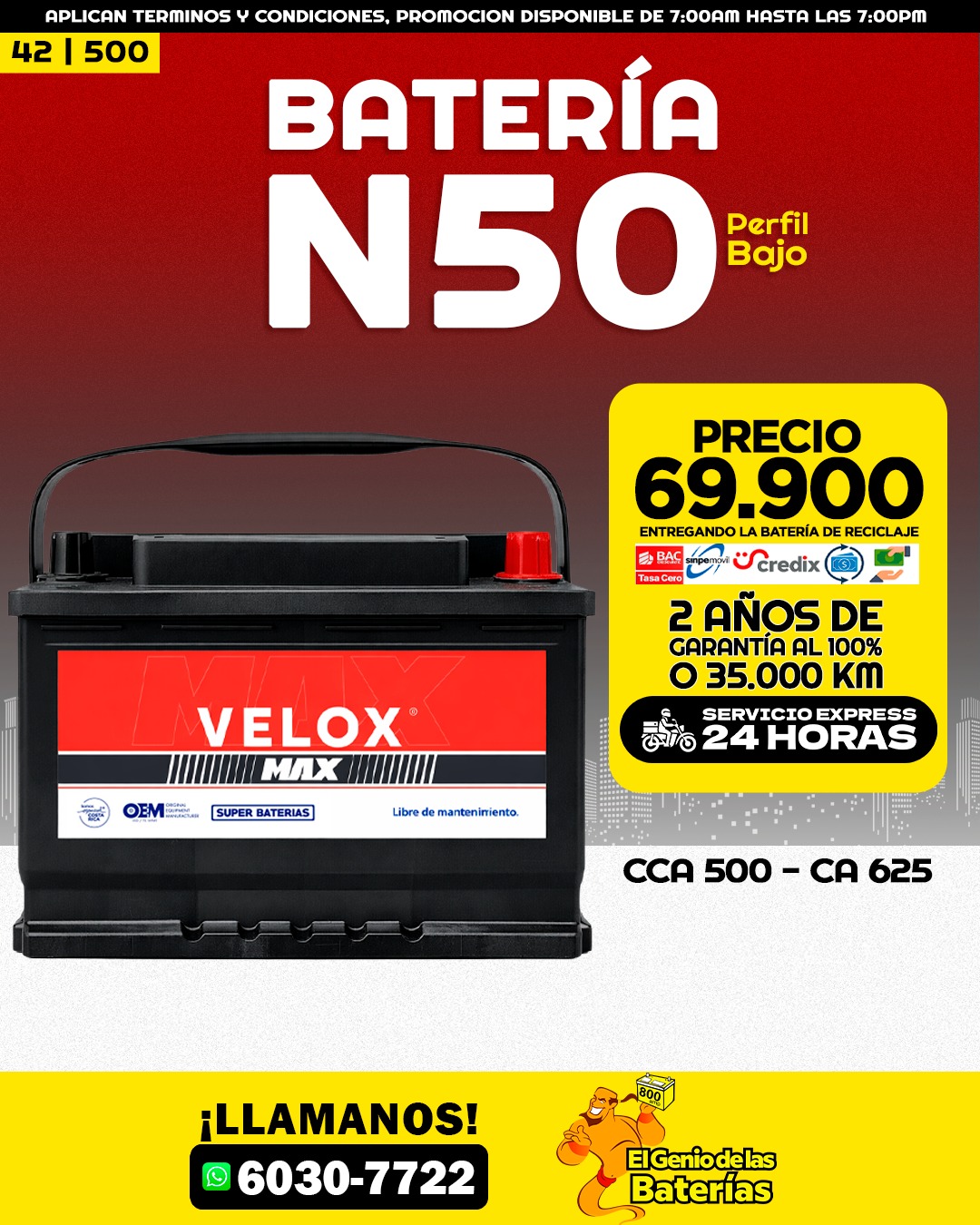 Baterías Velox Max  42R