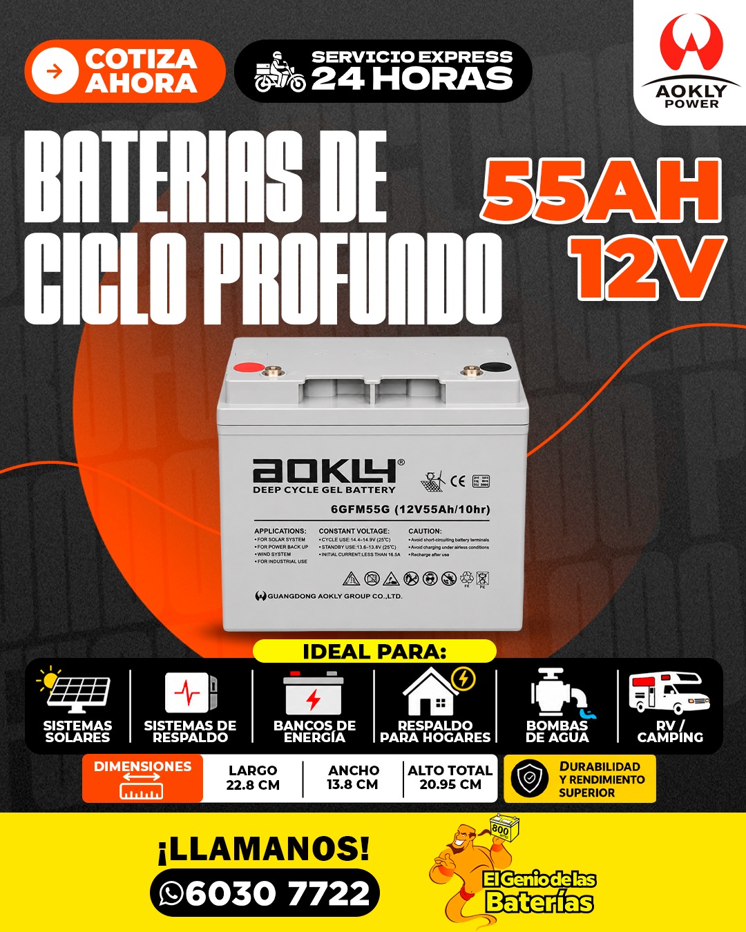 Batería AOKLY - 55AH 12V