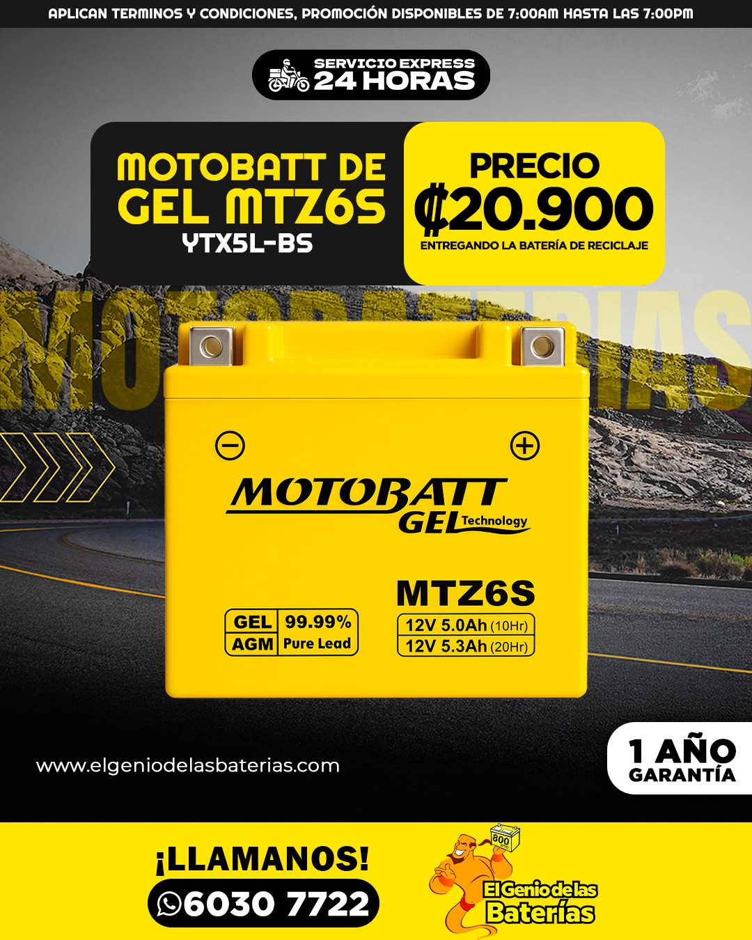 Bateria MOTOBATT - MTZ6S - YTX5L 