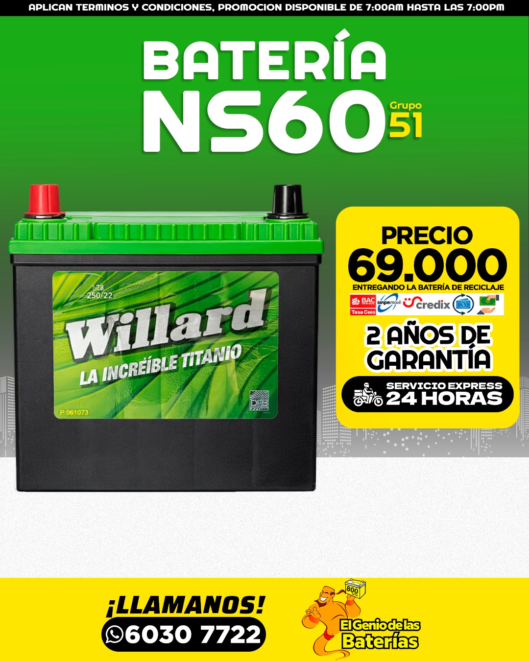 BATERIA WILLARD  NS60 / 51R