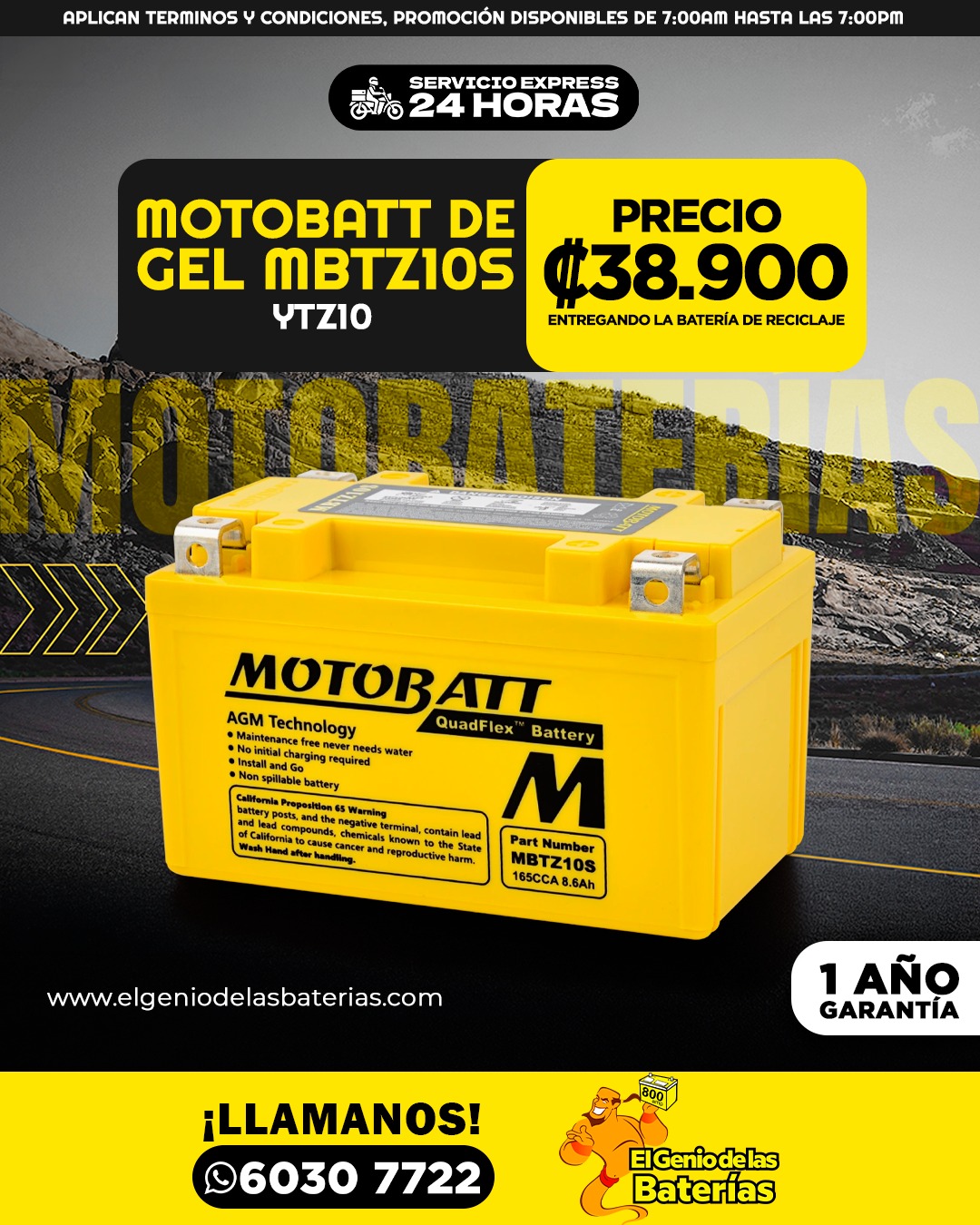 Bateria MOTOBATT - MBTZ10S - YTZ10