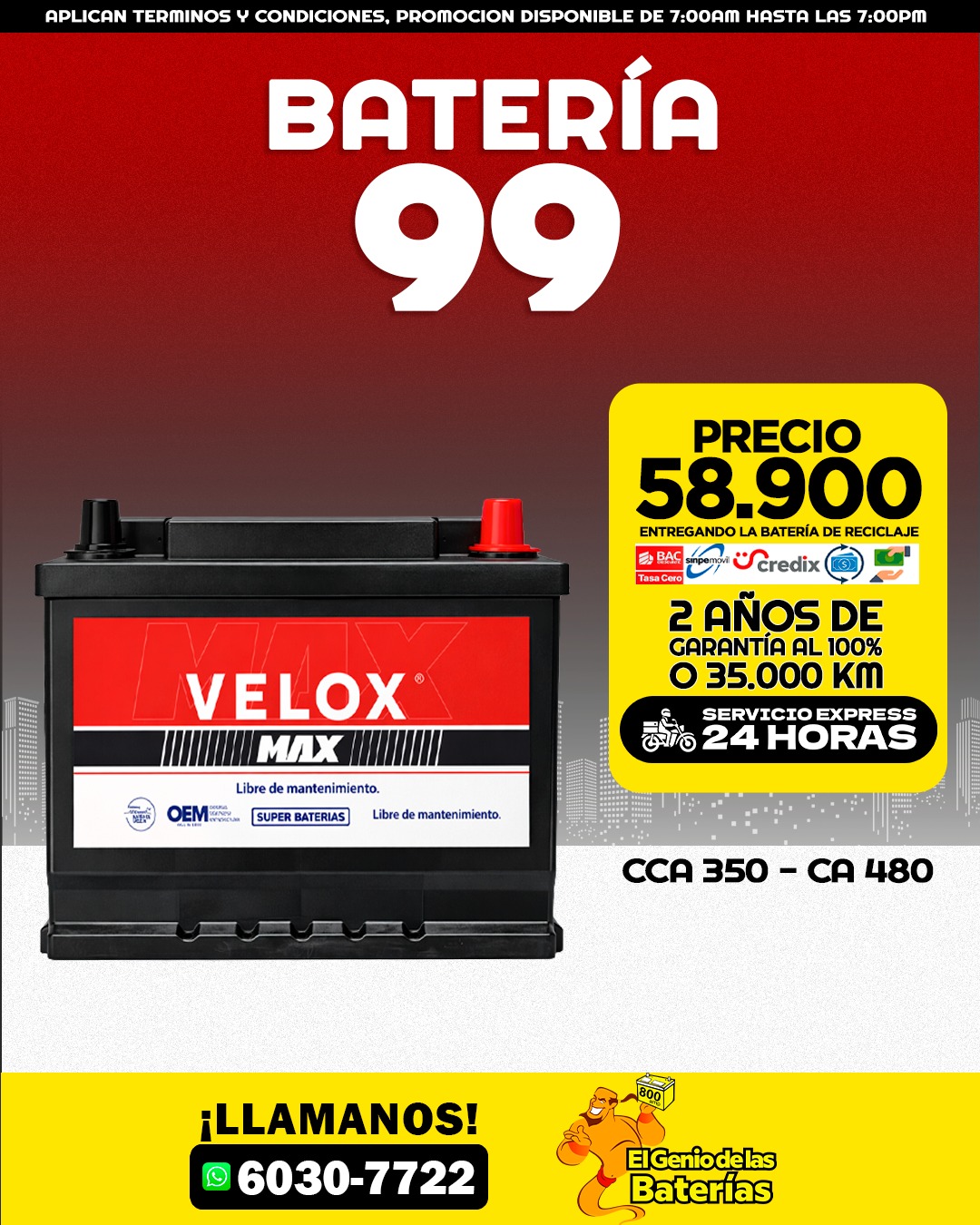 Batería Velox Max 99