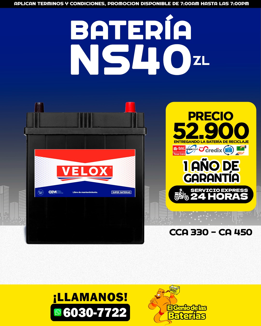 Bateria Velox NS40ZL