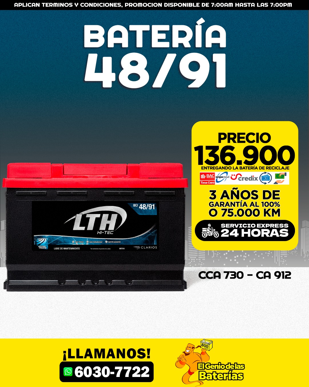 Batería LTH HITEC 48/91