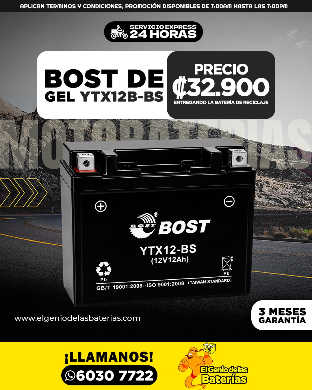 Batería BOST - YTX12B- BS