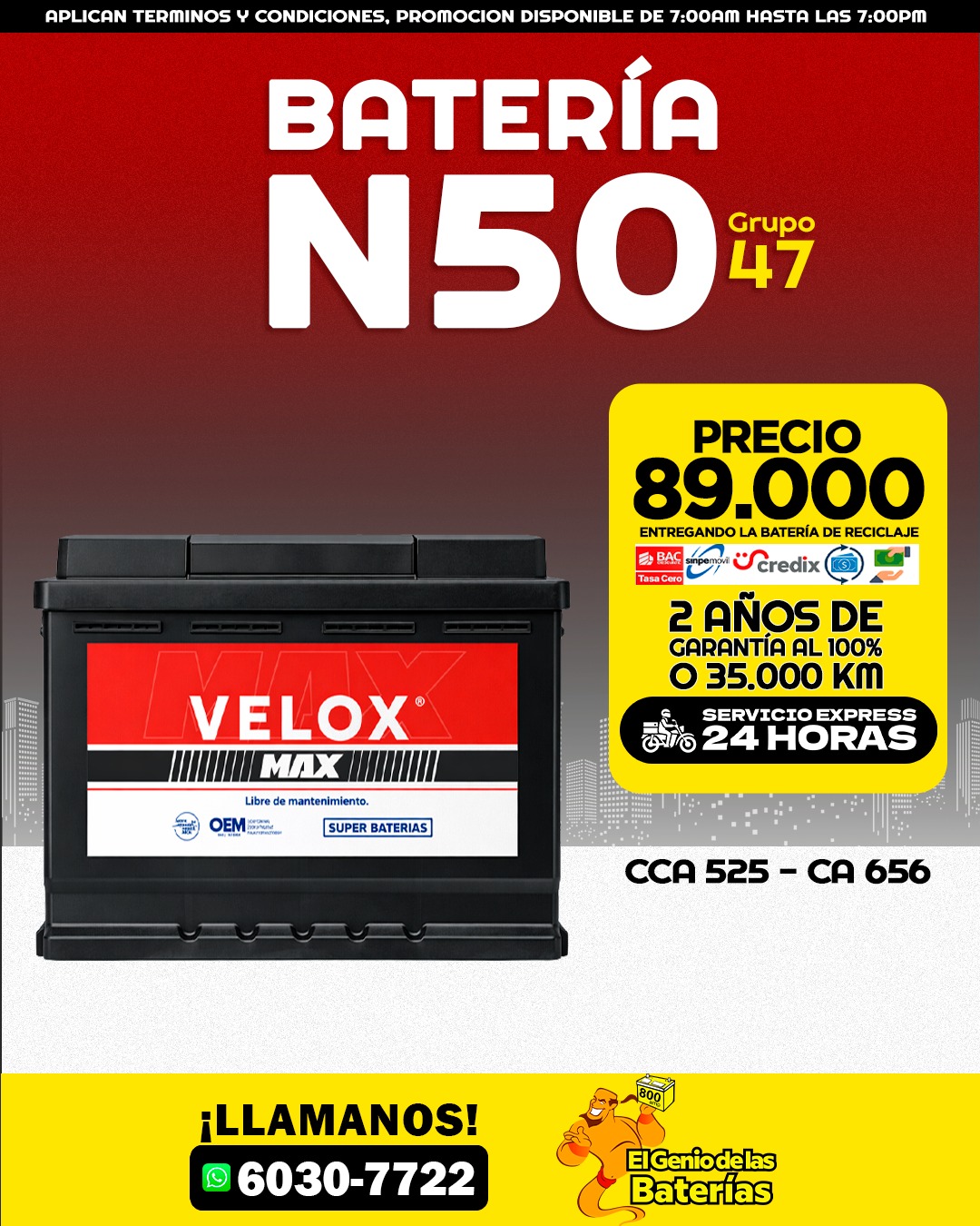 Batería Velox Max 47