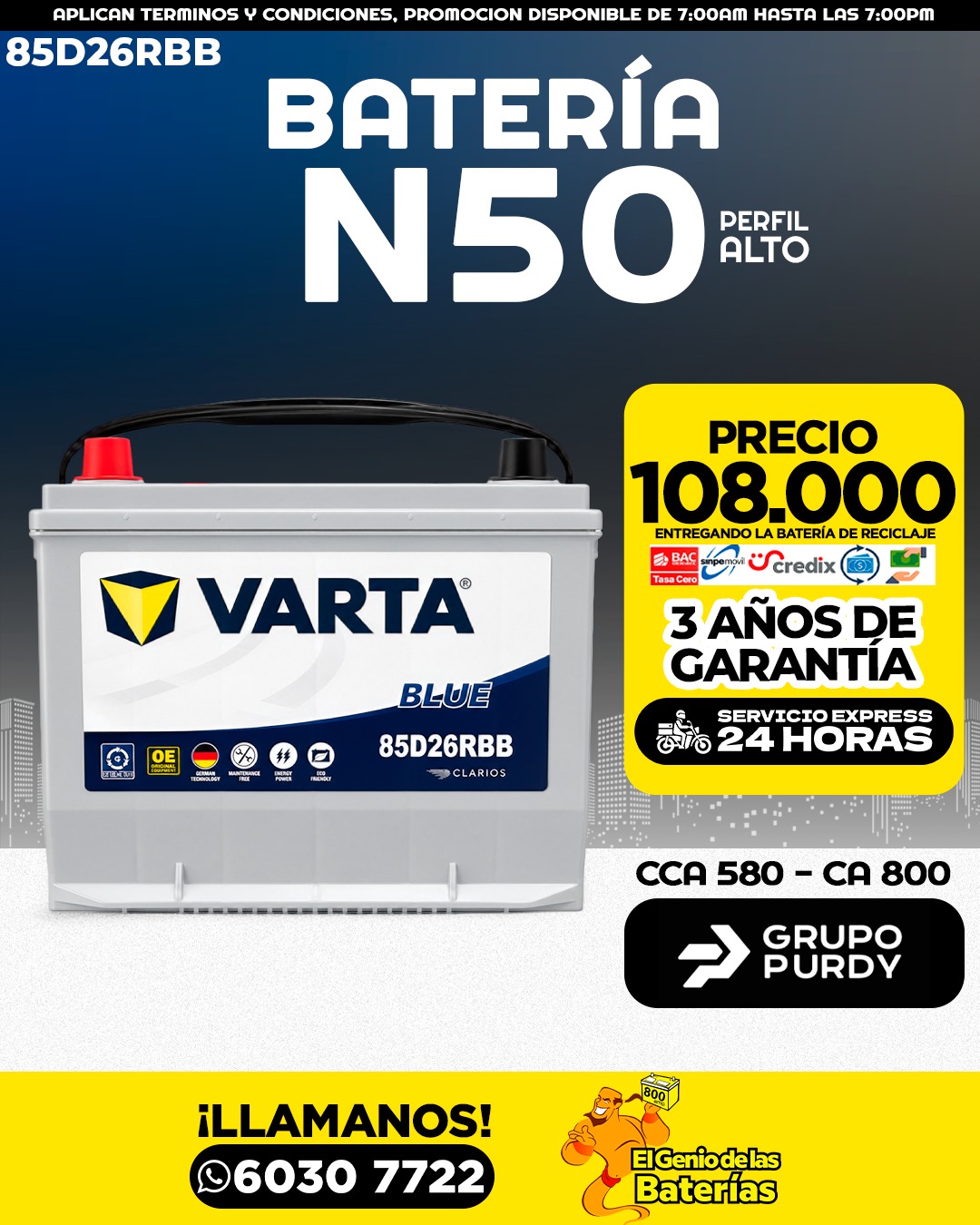 Batería VARTA - 24/N50 perfil alto M