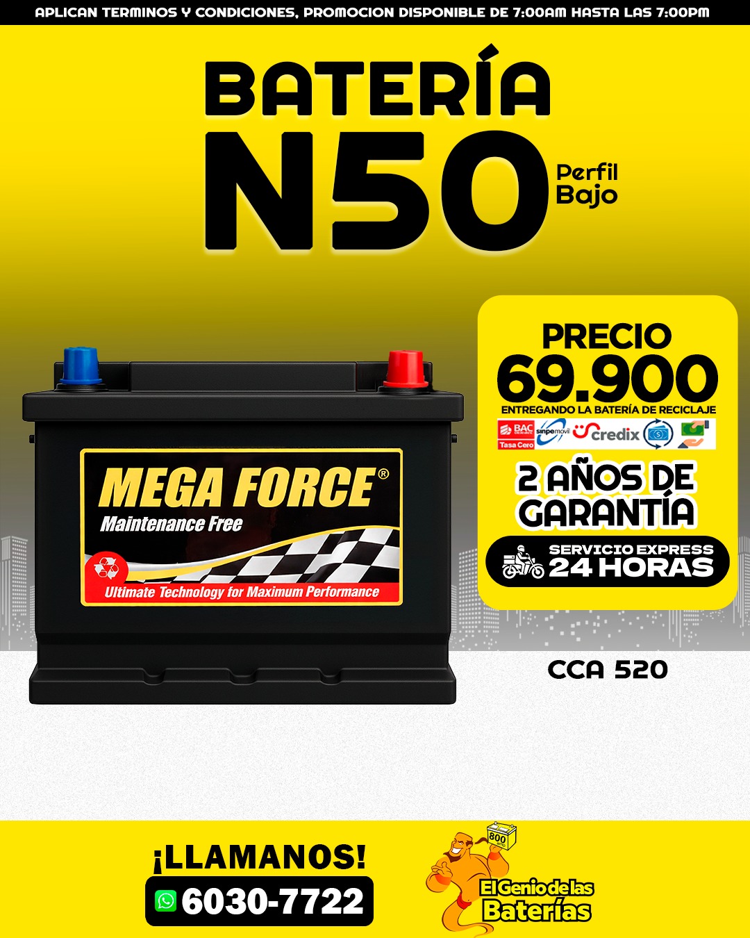 BATERIA MEGA FORCE N50 GRUPO 42