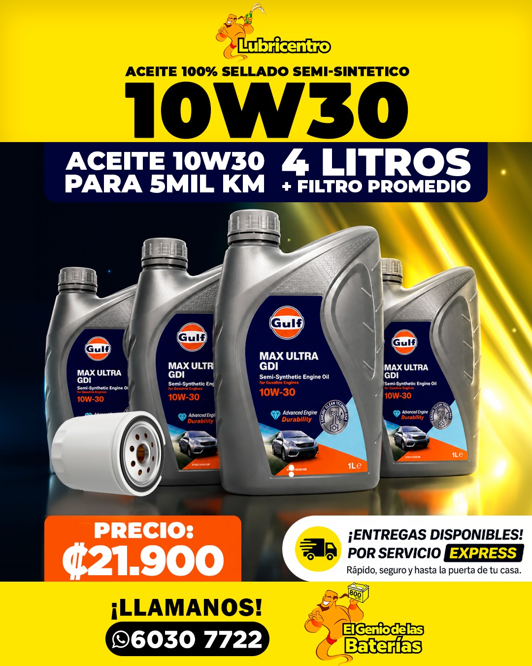 Aceite GULF 10W30 - semi sintetico
