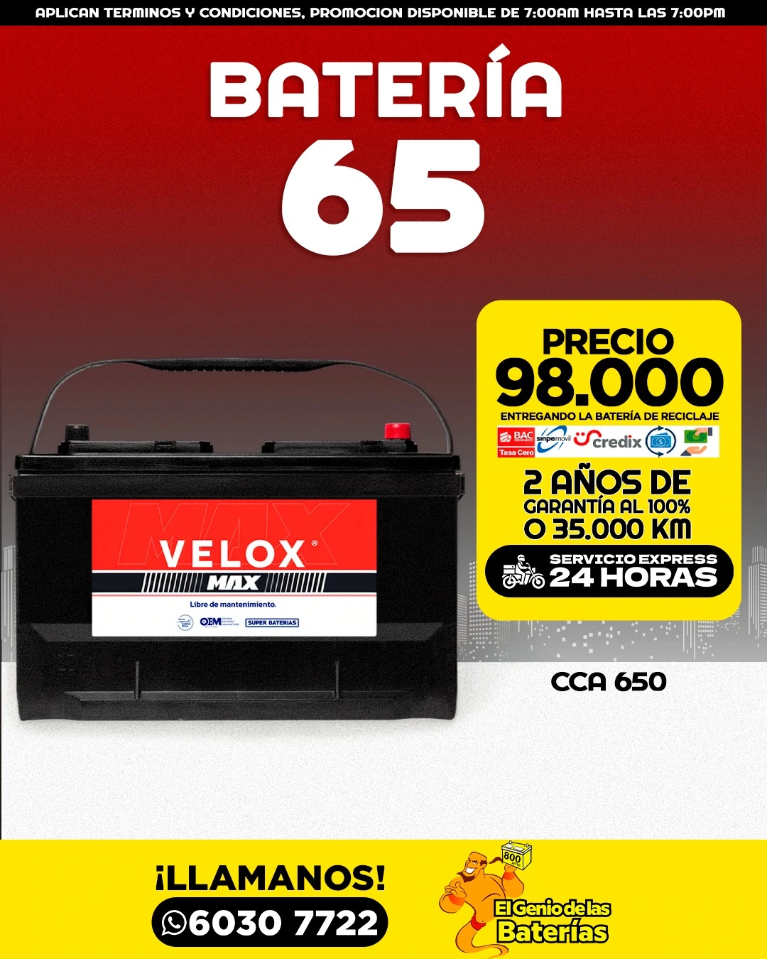 Batería VELOX MAX - 65
