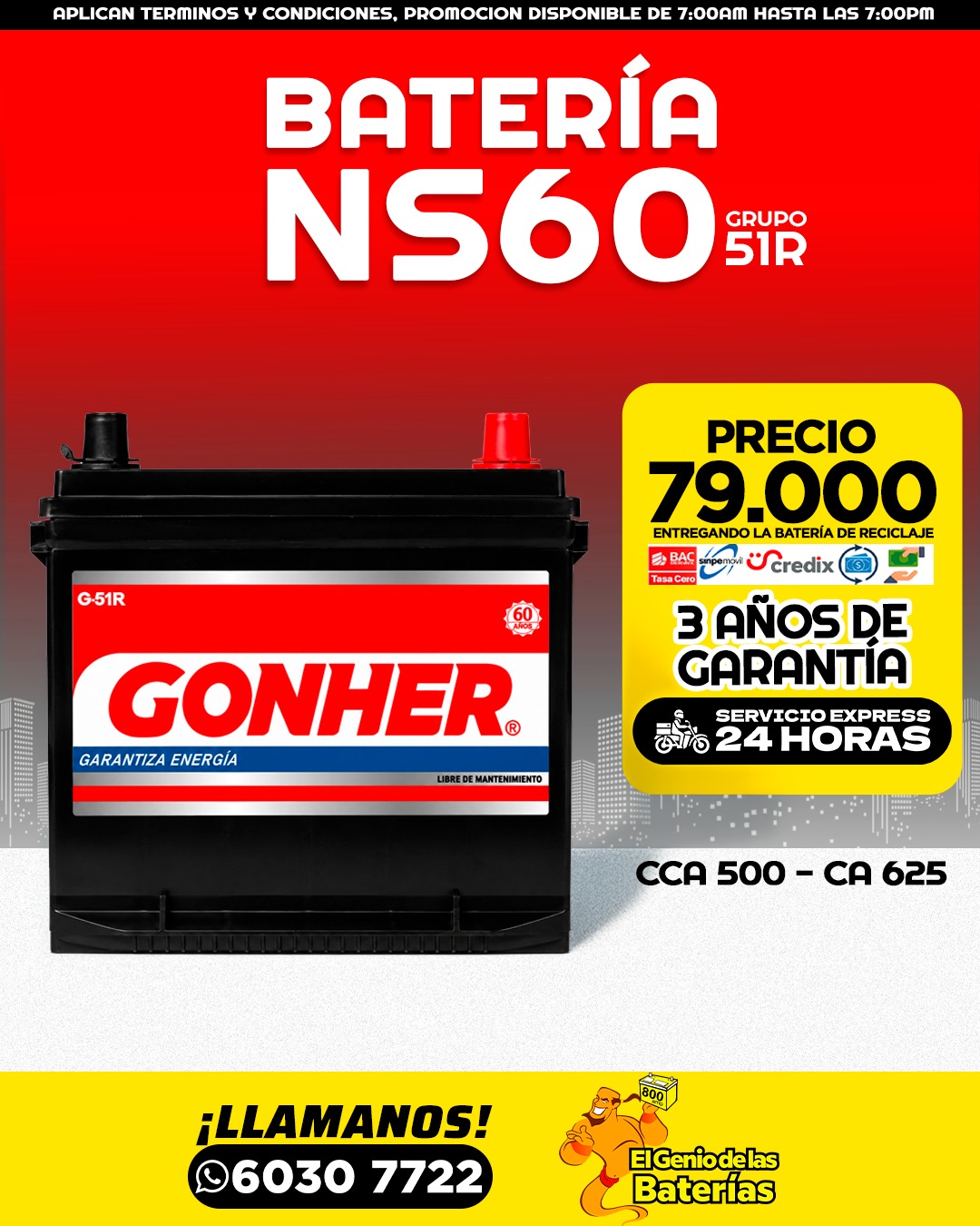 Batería Gonher  NS60 / 51R 