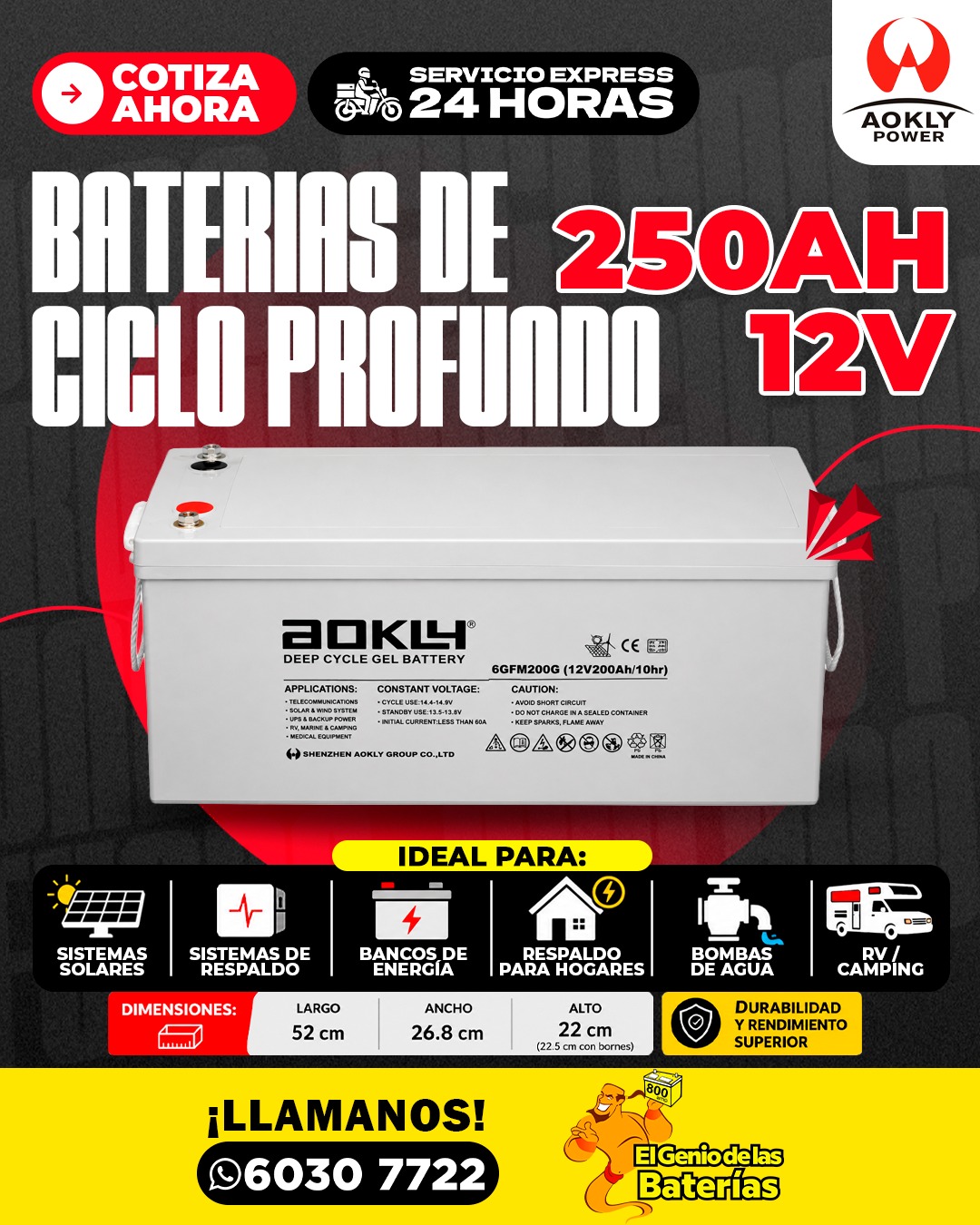 Batería AOKLY - 250AH 12V