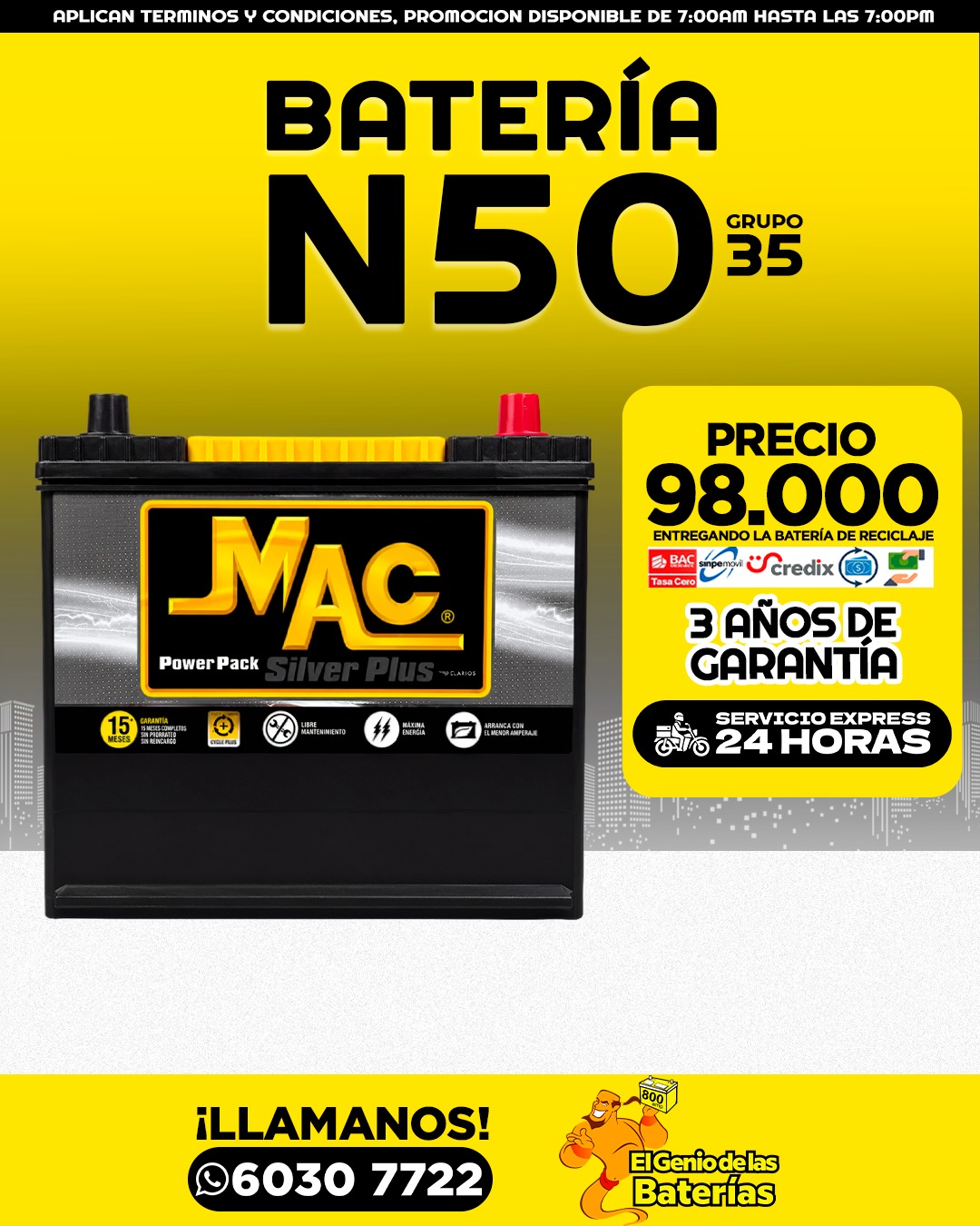 Batería MAC - 35/N50 perfil alto