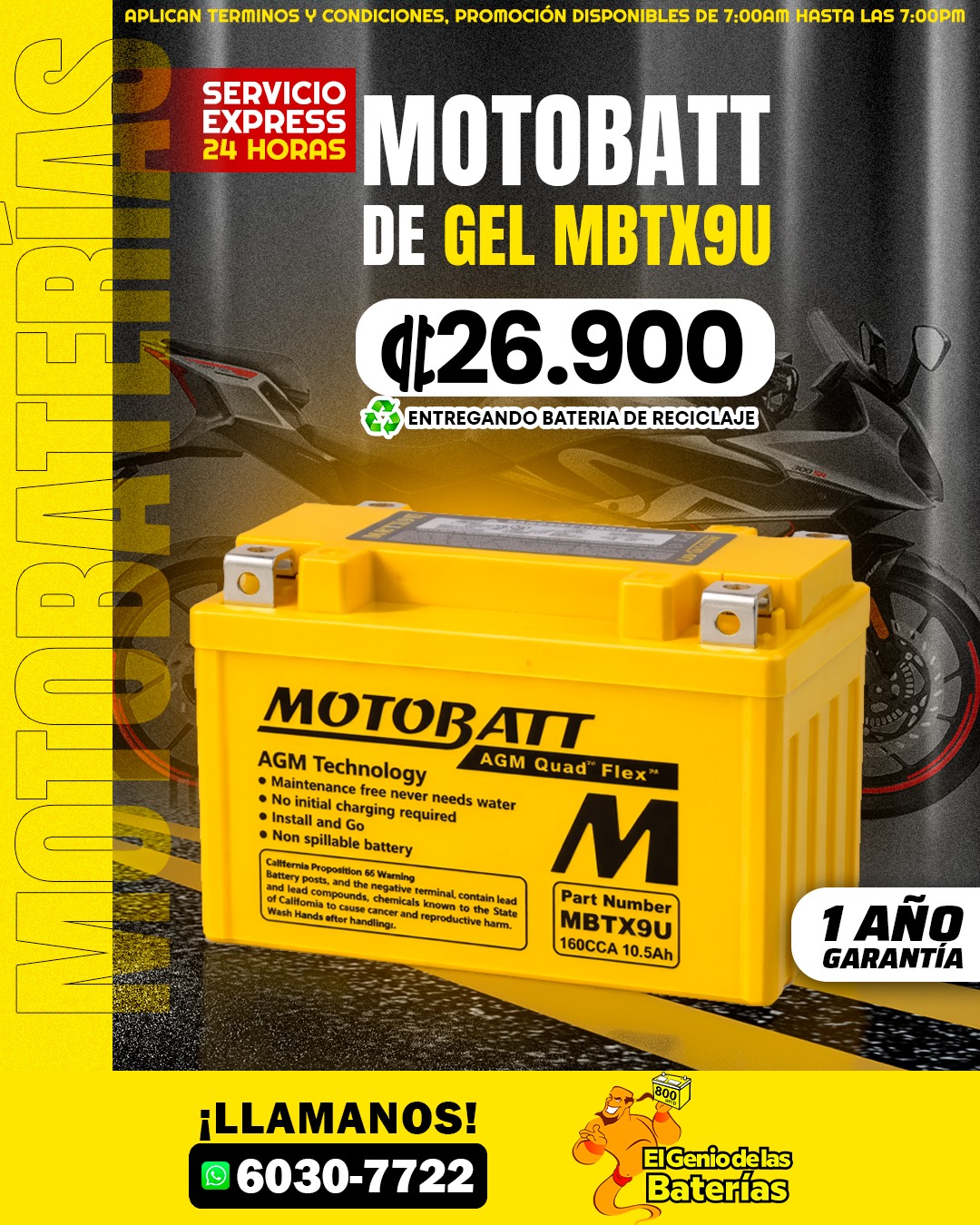 BATERIA Motobatt MBTX9U