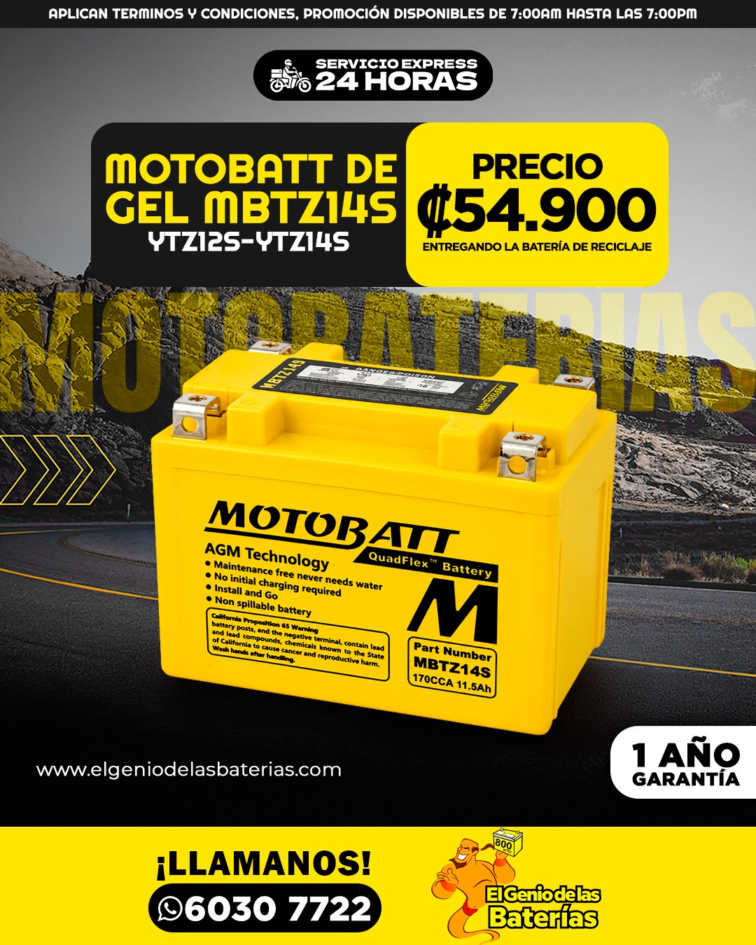 Bateria MOTOBATT - MBTZ14S - YTZ12S - YTZ14S