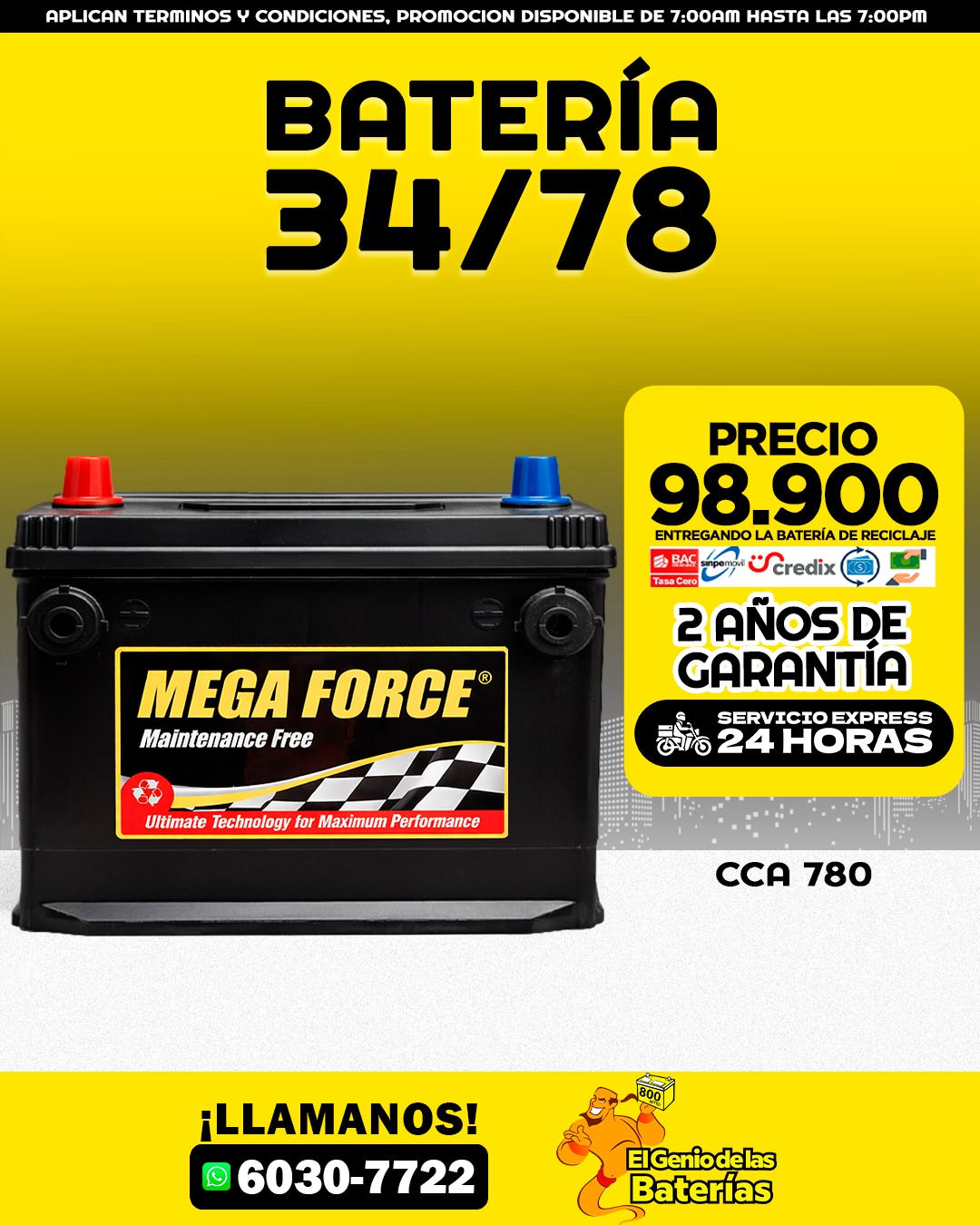 Baterías Mega Force  34/78