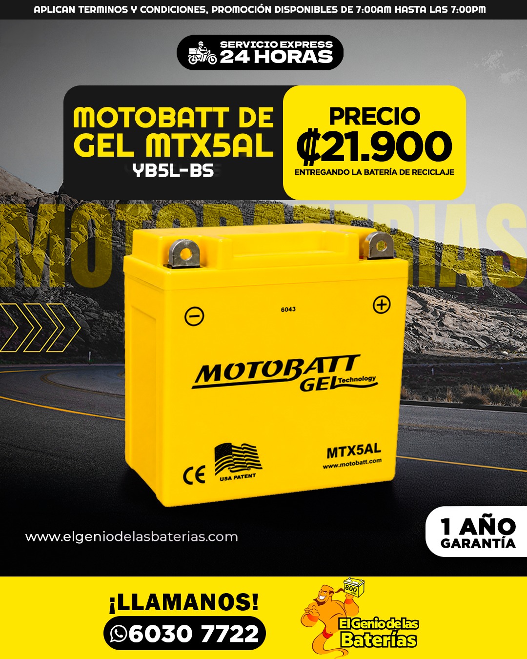 Batería MOTOBATT - MTX5AL - YB5L 