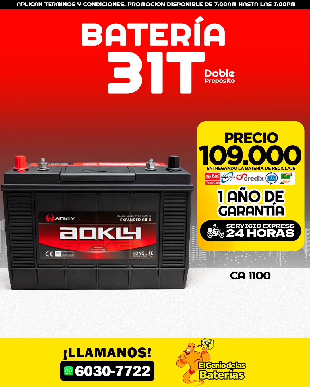  BATERIA AOKLY 31T
