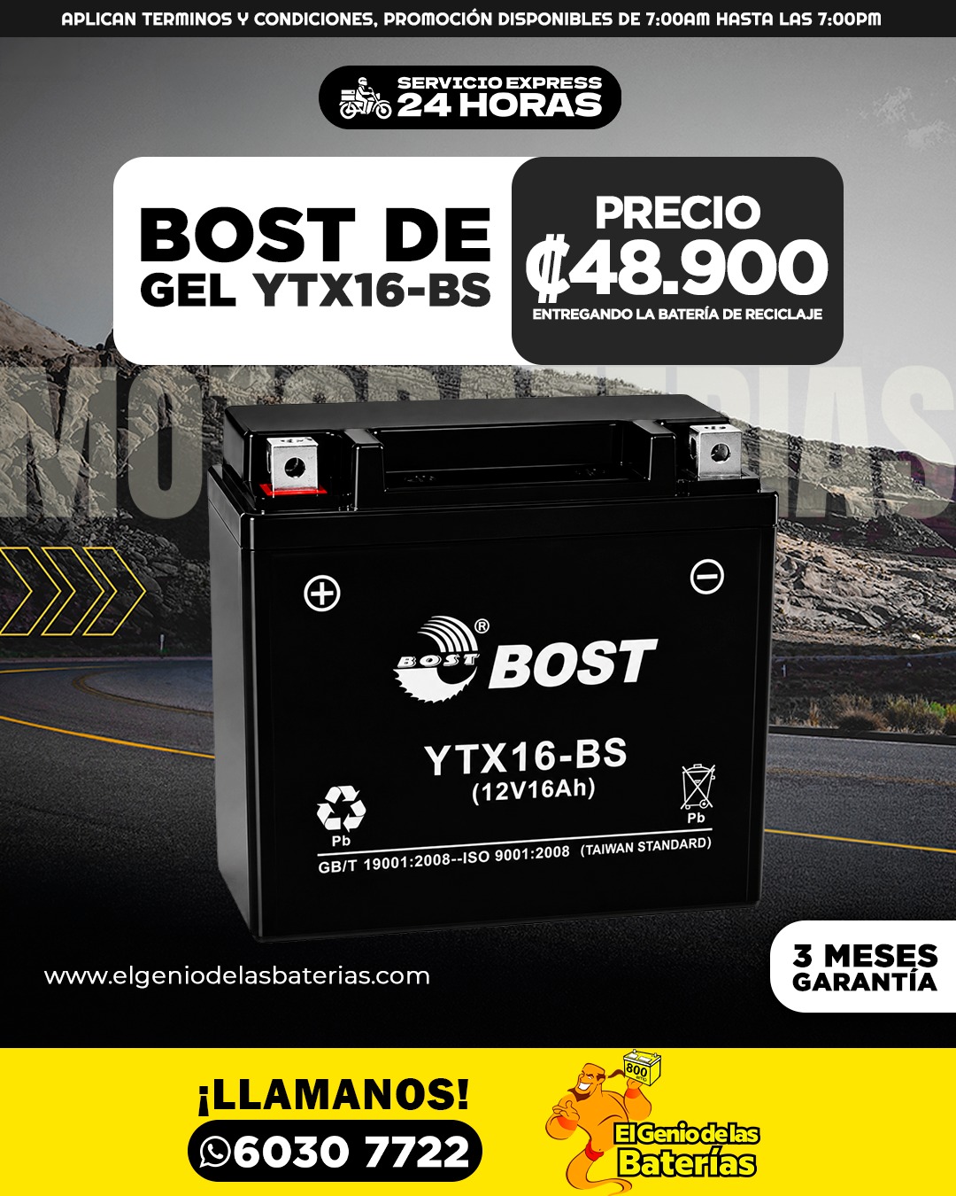 Bateria BOST - YTX16 - BS