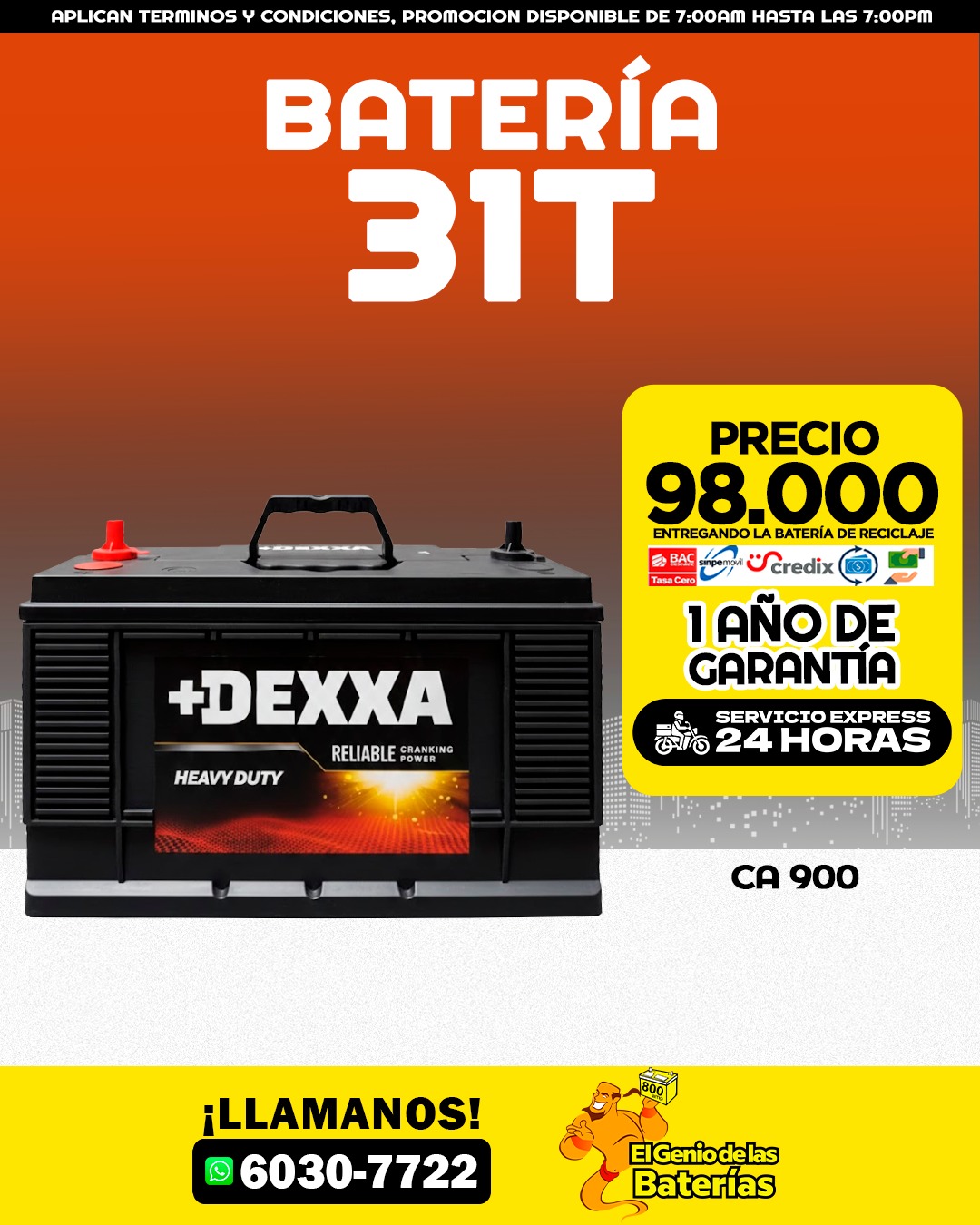 BATERIA DEXXA 31T TORNILLO