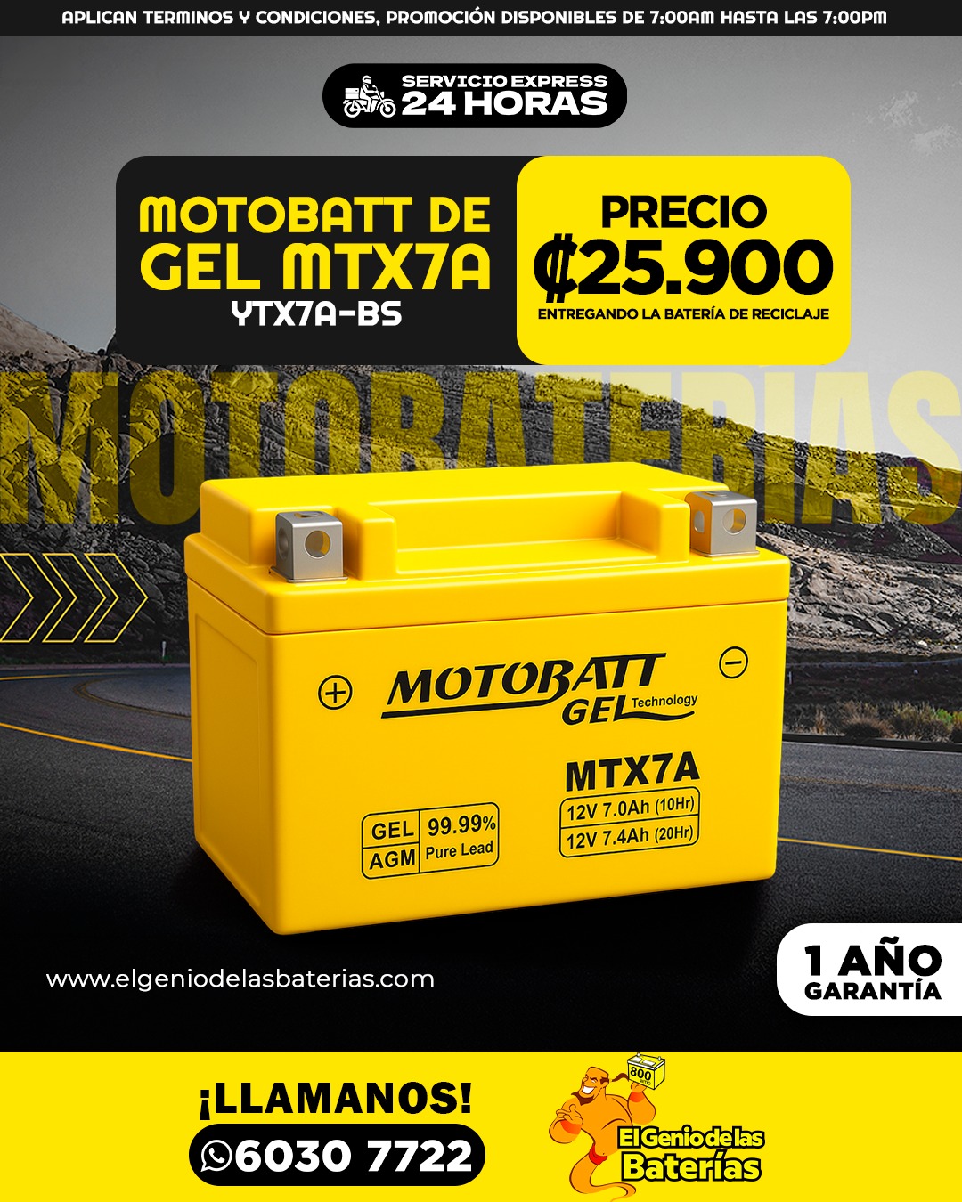 Batería MOTOBATT - MTX7A - YTX7A