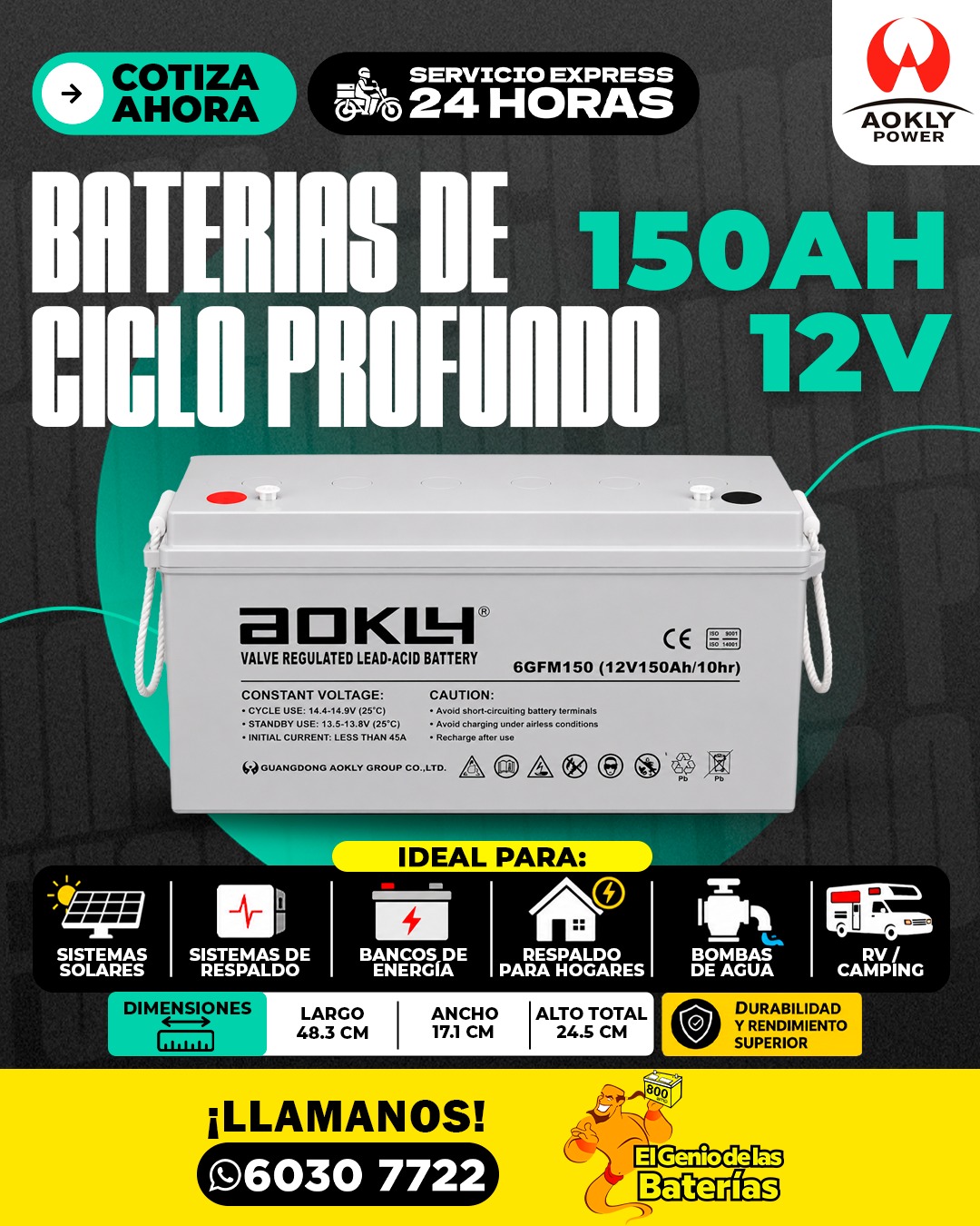 Batería AOKLY - 150AH 12V