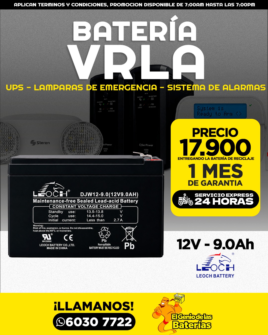 Batería LEOCH  - 12V - 9.0AH