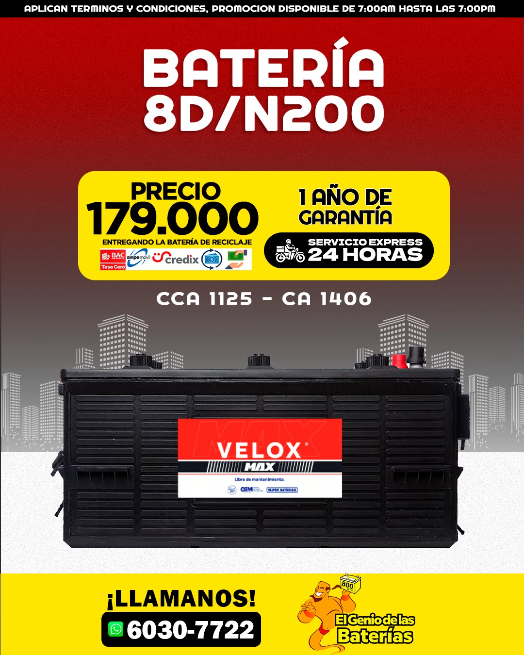Baterias Velox Max 8D / N200