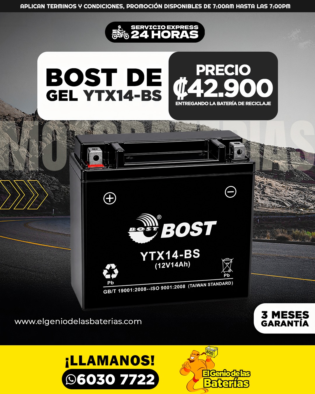 Batería BOST - YTX14 - BS