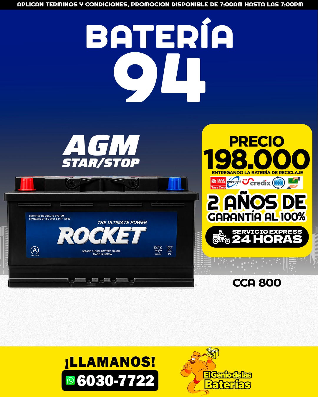 Baterías Rocket  94 AGM