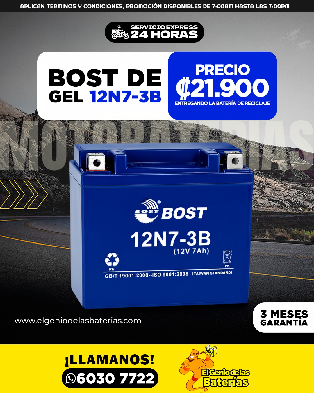 Bateria BOST - 12N7 - 3B