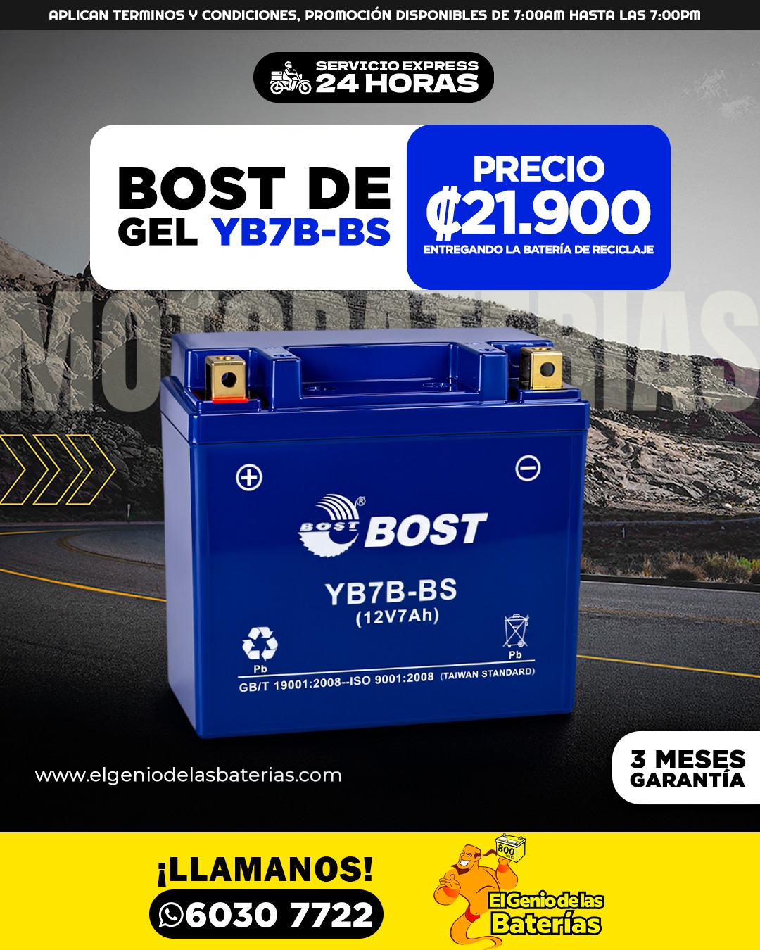 Bateria BOST - YB7B - BS