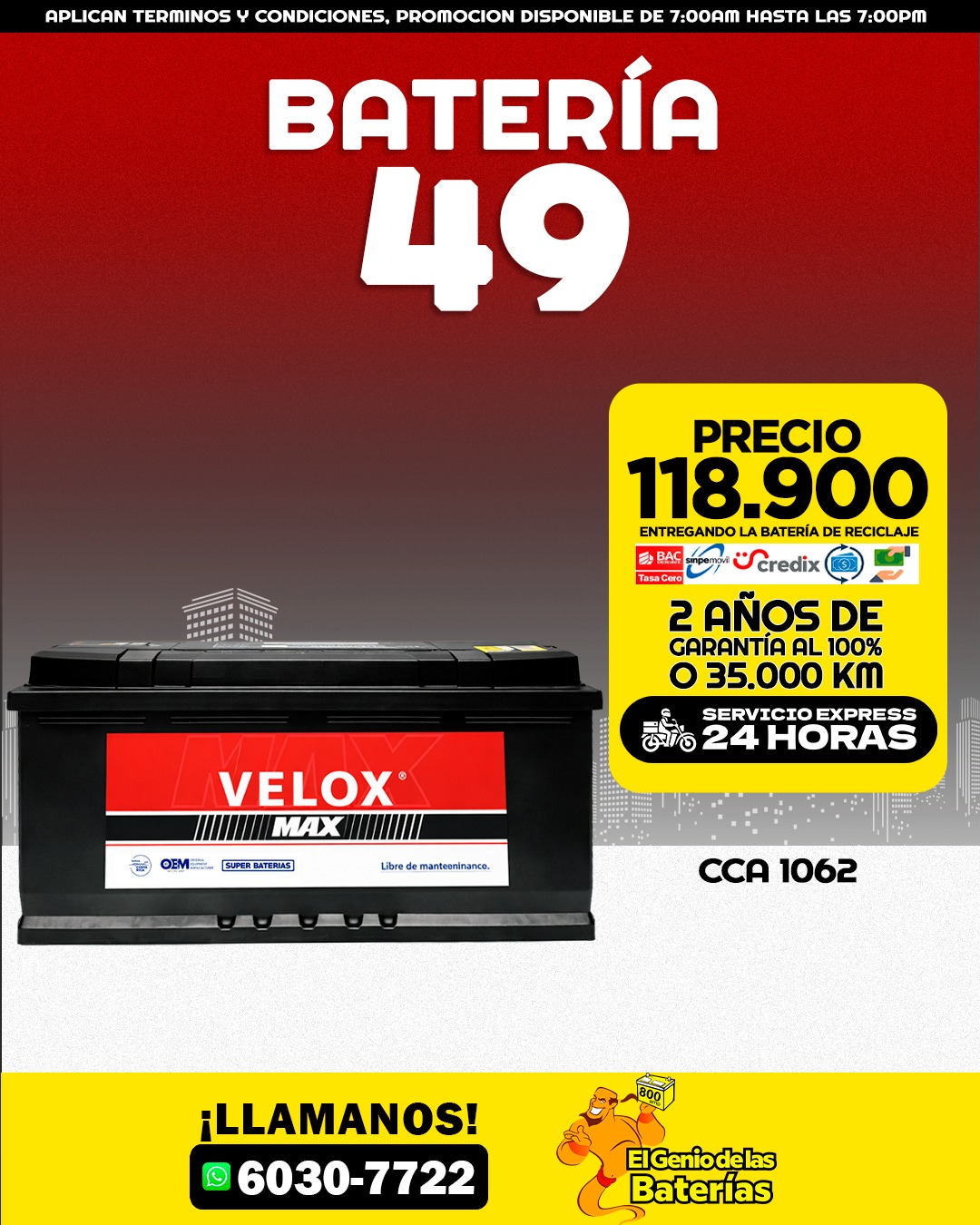 Baterias Velox Max 49