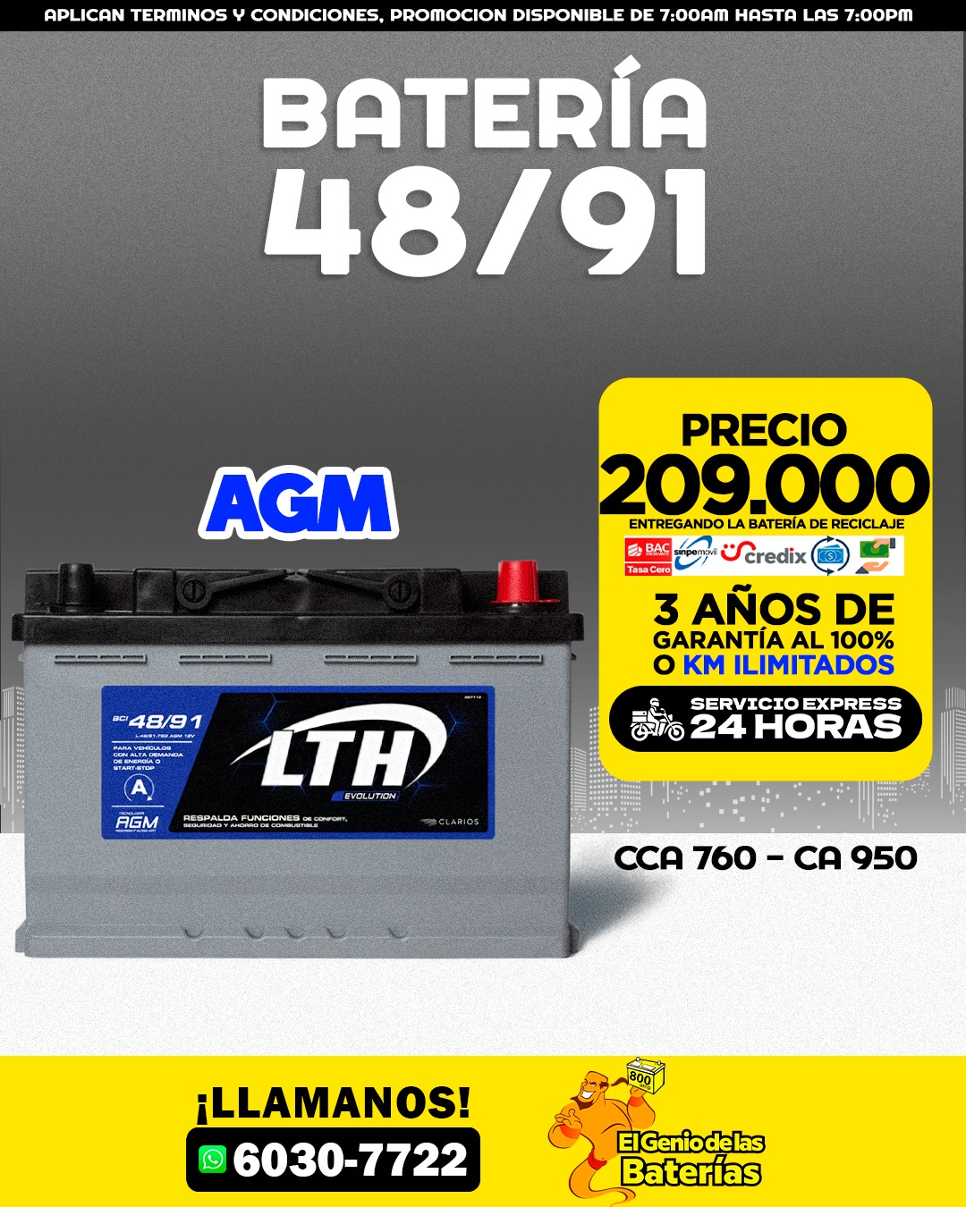 Baterías LTH AGM  48/91