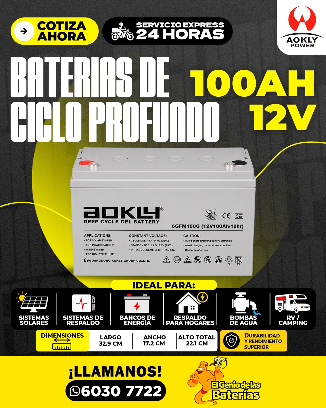 Batería AOKLY - 100AH 12V