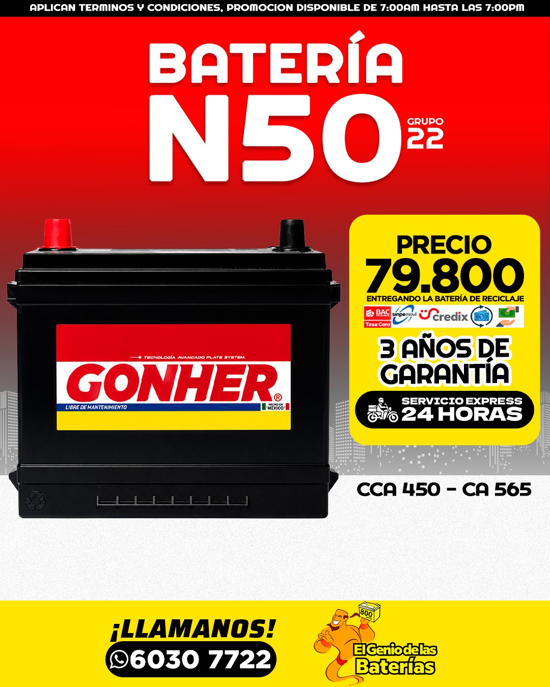 Batería GONHER  N50/22F