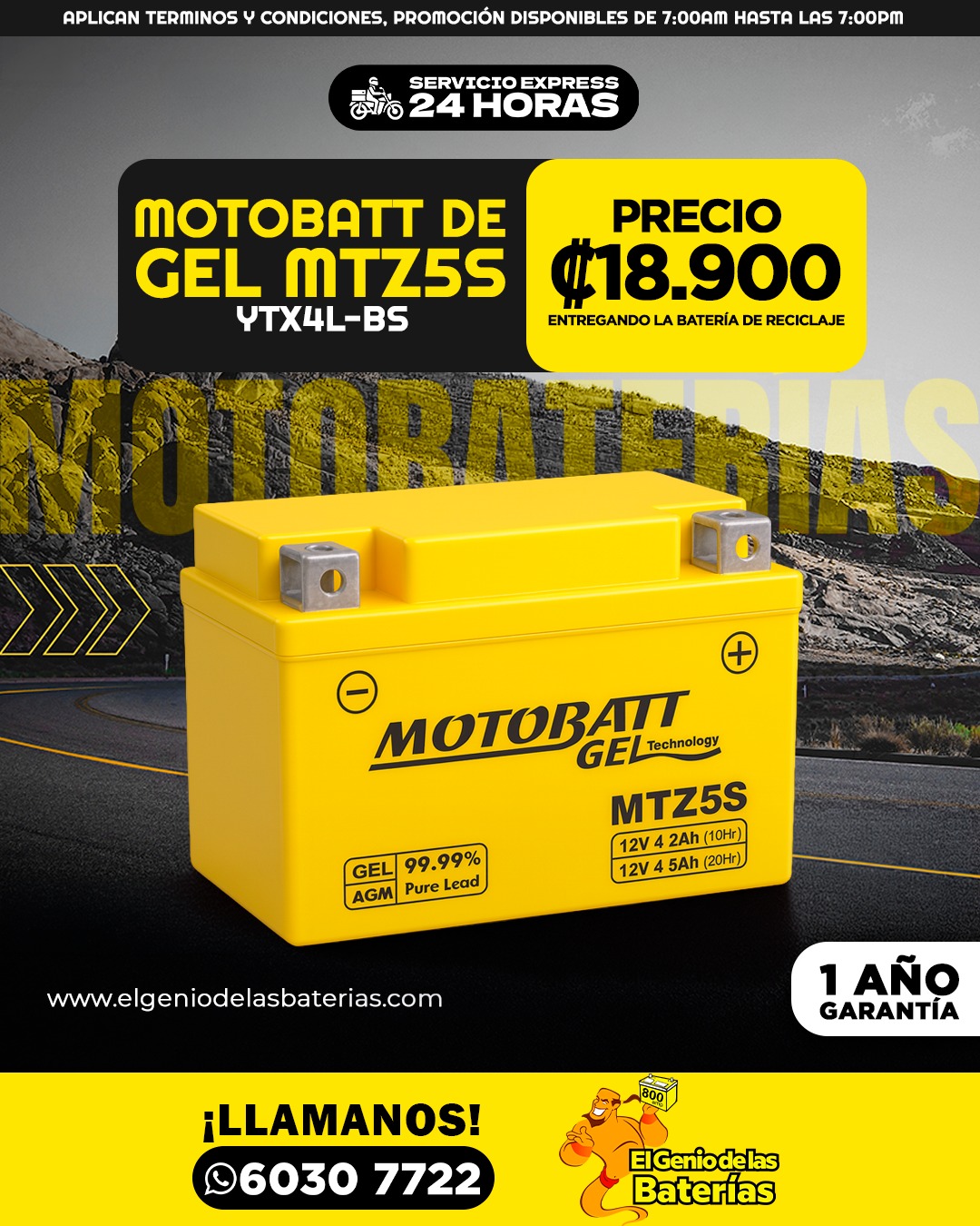 Batería MOTOBATT - MTZ5S - YTX4L