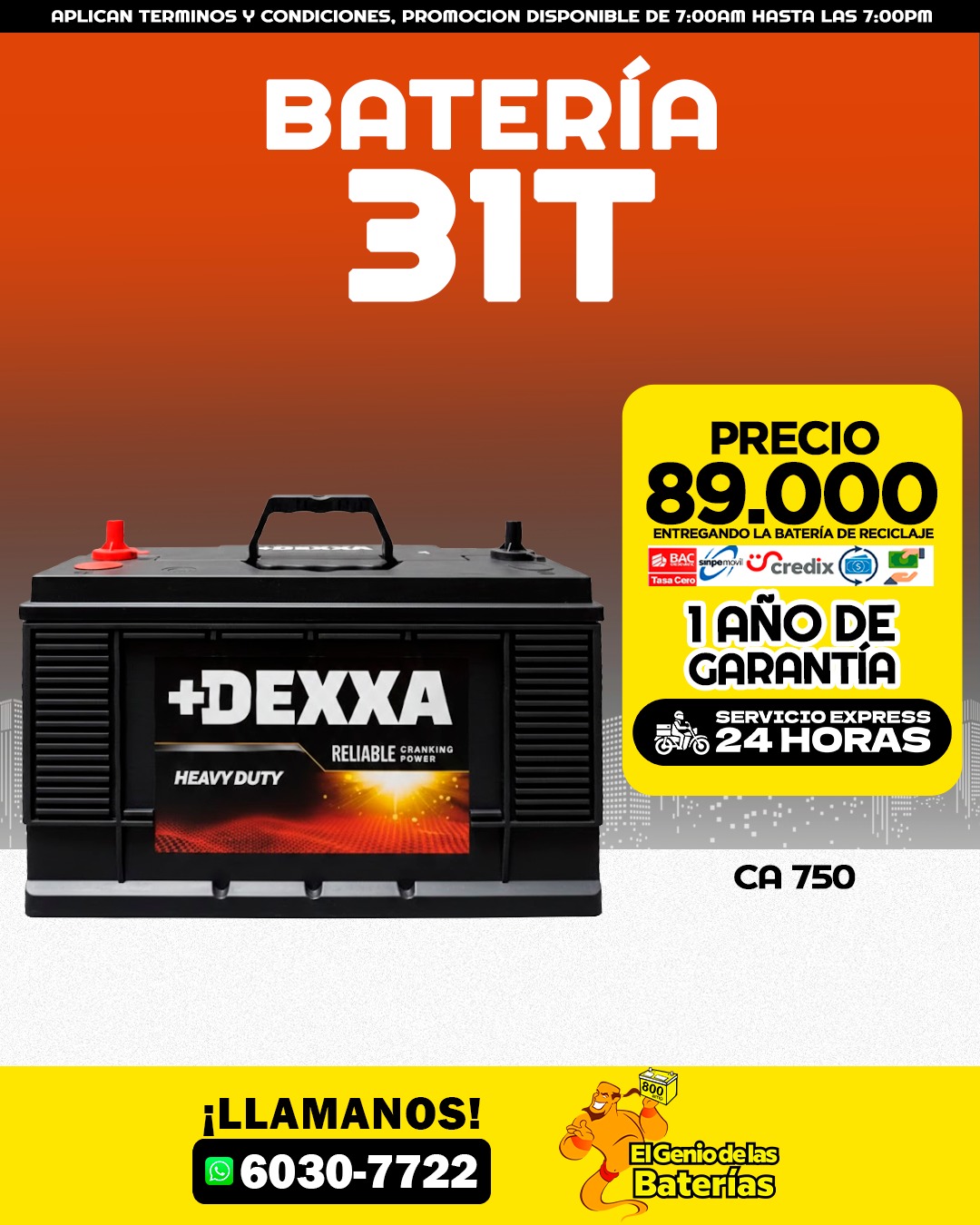 BATERIA DEXXA 31T TORNILLO