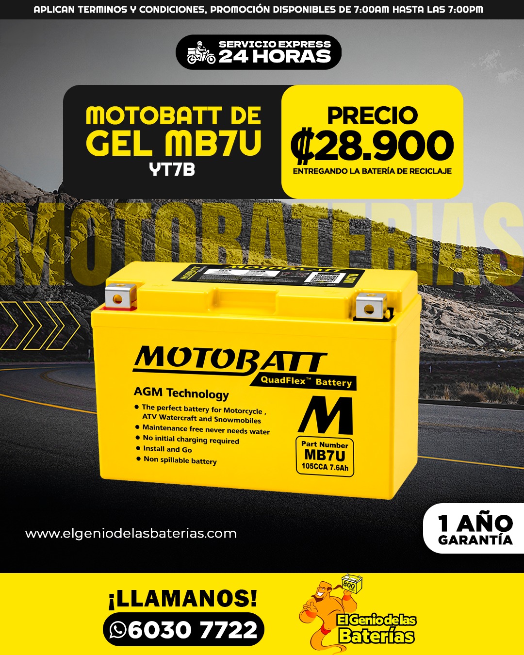 Bateria MOTOBATT - MB7U - YT7B