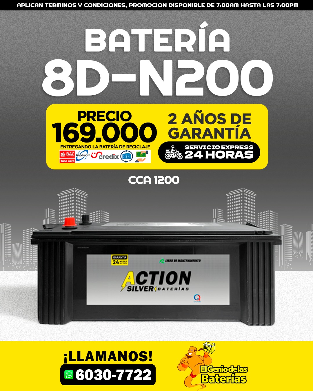Batería Action Silver 8D-N200 Reforzada
