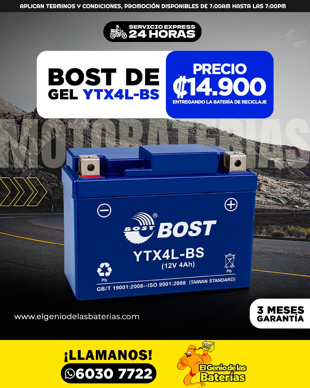 Bateria BOST - YTX4L - BS