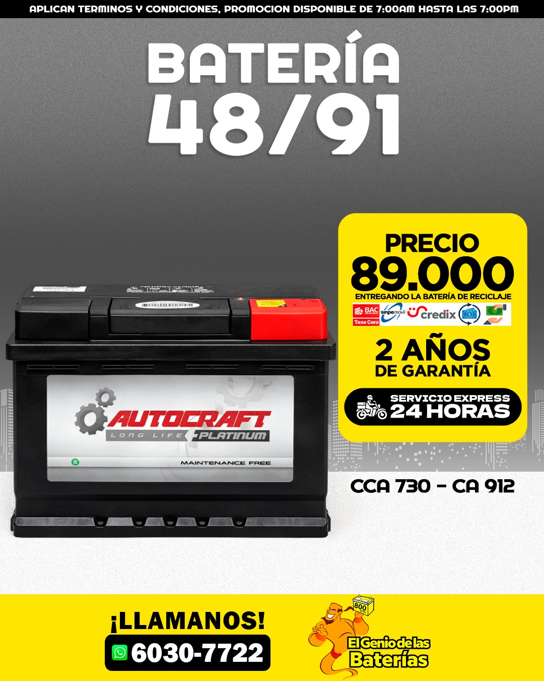 BATERIAS AUTOCRAFT 48/91