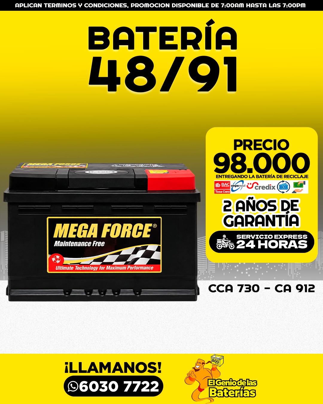 Batería MEGA FORCE  -  48/91